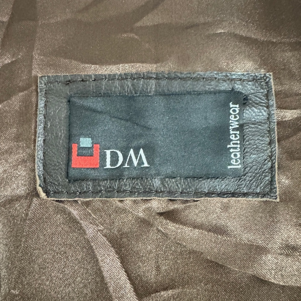 Vintage DM Leatherwear Brown Striped Coat Suede Panel Size Small Medium - Picture 7 of 15